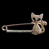 High-quality Crystal Cat Brooch