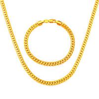 High Quality Korean Snake Chain Link Necklace Suitable for Men Jewelry 18K Gold Plated Unisex Necklaces Bracelet NB60034