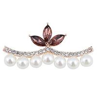 High-Grade Gold Brooch Female Pearl Crystal Brooch Clover Flowers Korean foreign Trade Clothing