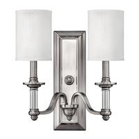 hksussex2 sussex 2 light brushed nickel wall light with shade