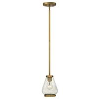HK/FINLEY/P BR Finley 1 Light Brushed Bronze Mini Pendant with Seeded Glass Shade