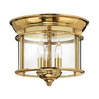 HK/GENTRY/F/ PB Gentry 3 Light Round Glass Flush Ceiling Lantern Light