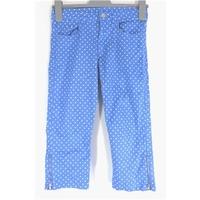 H&m Age 13-14 Years Bright Blue and White Polka Dot Capri Trousers with Ankle Zips*