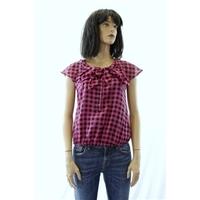 H&M Size 6 Pink and Black Checkered Blouse H&M - Size: 6 - Pink - Blouse