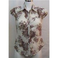 H&M ivory cap sleeve blouse Size 10