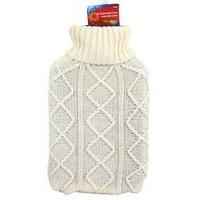 Hot Water Bottle With Cream Arran Knit Cover