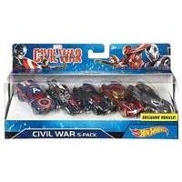 Hot Wheels Marvel Civil War Character Car Pack of 5