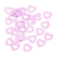 hollow pink heart table and invite confetti