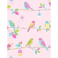 Hoopla Pretty Birds Pink Wallpaper 10m
