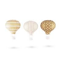 Hot Air Balloon Paper Lantern Set in Gold and White - Vintage Gold