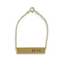 Horizontal Rectangle Tag Bracelet - Initials with Heart - Matte Gold