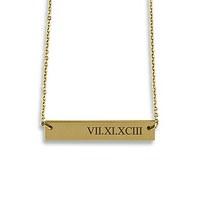 horizontal rectangle tag necklace roman numerals