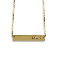 Horizontal Rectangle Tag Necklace - Initials with Heart