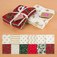 Holly and Gold Metallic Fat Quarters x 12 Pieces 408765