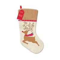 Home Collection Christmas Hessian Applique Stocking - Reindeer