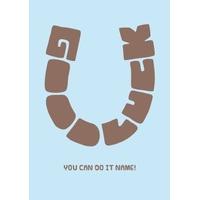 horseshoe personalised good luck card