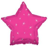 Hot Pink Sparkle Star Helium Balloon