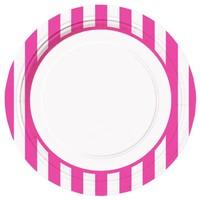 Hot Pink Stripe 9in Party Plates