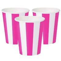 Hot Pink Stripe Party Cups