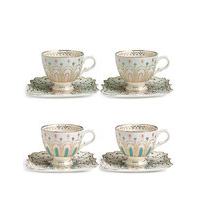 Hollywood Deco Set of 4 Cups & Saucers