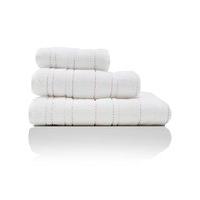 Home 580gsm 100% Cotton Coloured Stitch Detail Bathroom Towel - Hand, Bath and Sheet - White