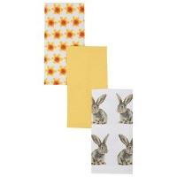 home bunny and daffodil tea towel three pack 100 cotton kitchen dish t ...