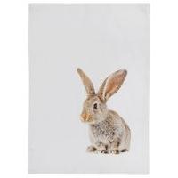 Home 100% cotton bunny print kitchen dish towel tea towel - White