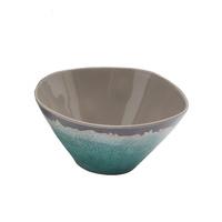 Home turquoise stoneware glaze effect picnic outdoor dining rustic melamine bowl Turq - Turquoise