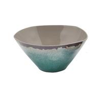 Home turquoise stoneware glaze effect picnic outdoor dining rustic melamine bowl Turq - Turquoise