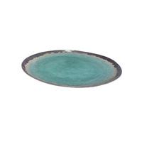 Home turquoise stoneware glaze effect picnic outdoor dining rustic melamine plate Turq - Turquoise