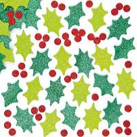Holly & Berry Glitter Foam Stickers (Pack of 200)