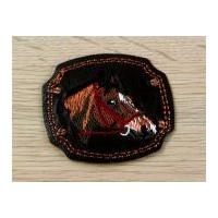 Horse Patch Embroidered Iron On Motif Applique Brown
