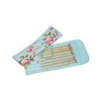 Hobby & Gift Bamboo Knitting Needle Gift Set with Floral Wrap Case Blue