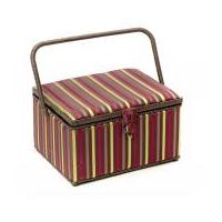 hobby gift stripe large sewing box fuchsia pink