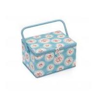 hobby gift cameo floral large sewing box blue