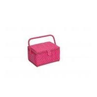 hobby gift polka dot medium sewing box pink