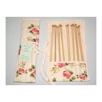 hobby gift cream floral bamboo knitting pin gift set with case