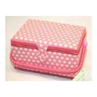 Hobby & Gift Polka Dot Print Medium Sewing Box Pink