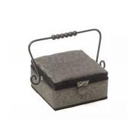 Hobby & Gift Embroidered Swirl Small Sewing Box Grey
