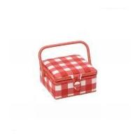 Hobby & Gift Gingham Check Small Sewing Box Red & White
