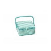 Hobby & Gift Gingham Check Small Sewing Box Aqua