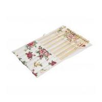 Hobby & Gift Bamboo Knitting Needle Gift Set with Floral Wrap Case Cream