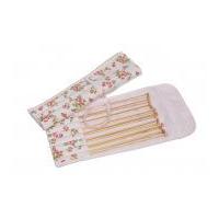 Hobby & Gift Bamboo Knitting Needle Gift Set with Floral Wrap Case Pink
