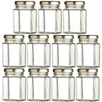 Home Made Hexagonal Twist Lid Jar 110ml, 110ml, 6 Pack