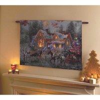 horse sleigh christmas tapestry with led lights by premier