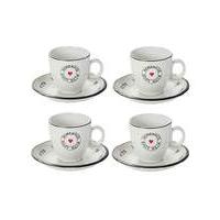 Homemade with Love Cup and Saucers Set 4