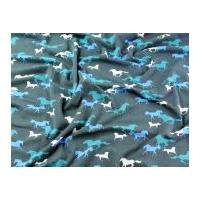 Horse Print Stretch Jersey Dress Fabric Turquoise