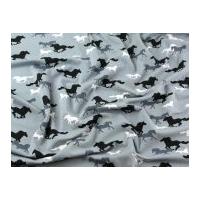 Horse Print Stretch Jersey Dress Fabric Grey