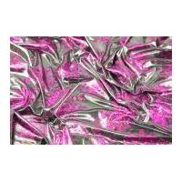 Hologram Floral Print Stretch Jersey Dancewear Fabric Pink & Silver