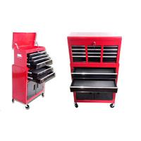 homcom portable metal toolbox trolley 6 drawers blackred